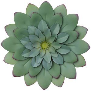 Succulent Metal Flowers Wall Decor – Green, Hand Painted, 3d Flower Art💫